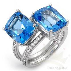 Ring 11.26 ctw Topaz & Diamond 14K White Gold