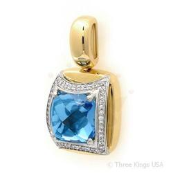 Pendant 6.79 ctw Blue Topaz & Diamond 14K White Gold