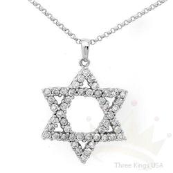 Star of David .76 ctw Diamond Necklace 14K W Gold
