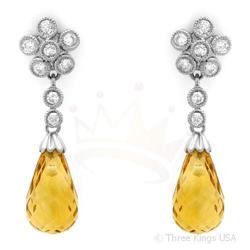 Earrings 5.24 ctw Citrine & Diamond 14K White Gold