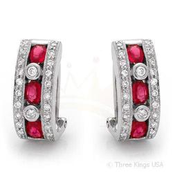 Earrings 1.64 ctw Ruby & Diamond 14K White Gold