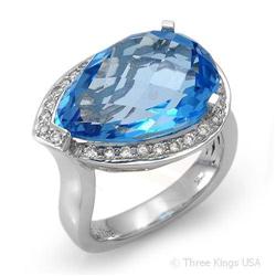 Ring 13.04 ctw Blue Topaz & Diamond 14K White Gold