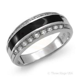 Ring 1.1 ctw Onyx & Diamond 14K White Gold