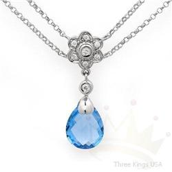 Necklace 3.11 ctw Topaz & Diamond 14K White Gold