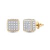 Image 1 : Round Diamond 3D Square Stud Earrings 1/4 Cttw 10KT Yellow Gold