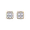 Image 2 : Round Diamond 3D Square Stud Earrings 1/4 Cttw 10KT Yellow Gold
