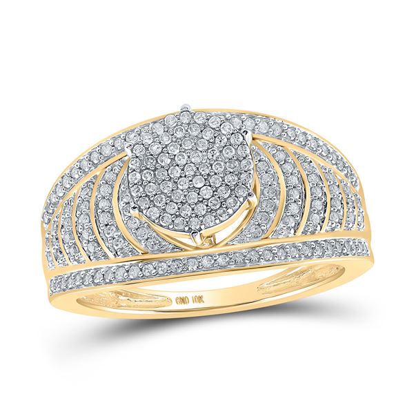 Diamond Cluster Striped Bridal Wedding Engagement Ring 1/2 Cttw 10KT Yellow Gold