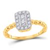 Image 1 : Round Diamond Rectangle Cluster Ring 1/3 Cttw 10KT Yellow Gold