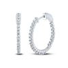 Image 1 : Round Diamond Single Row Hoop Earrings 1-1/2 Cttw 10KT White Gold