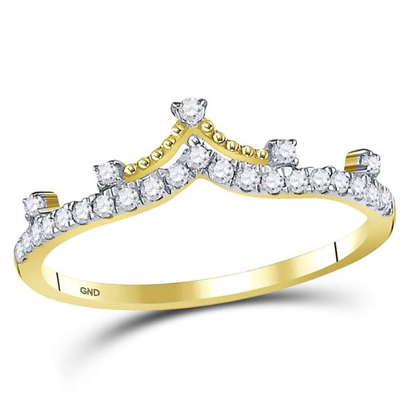 Round Diamond Crown Tiara Fashion Band Ring 1/5 Cttw 10KT Yellow Gold
