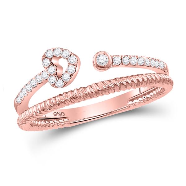 Round Diamond Heart Stackable Band Ring 1/6 Cttw 10KT Rose Gold