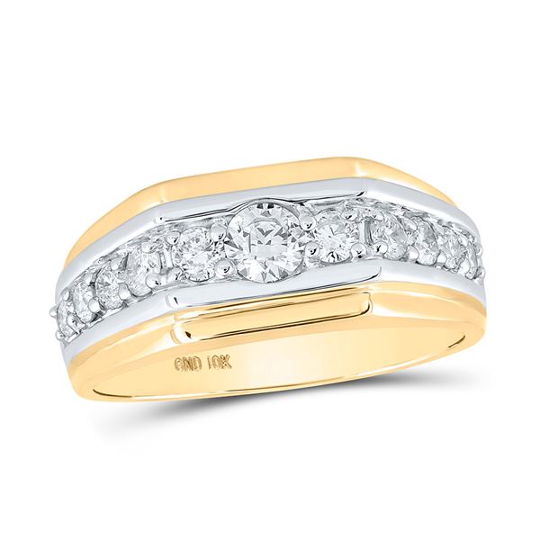 Round Diamond Graduated Band Ring 1 Cttw 10KT Two-tone Gold