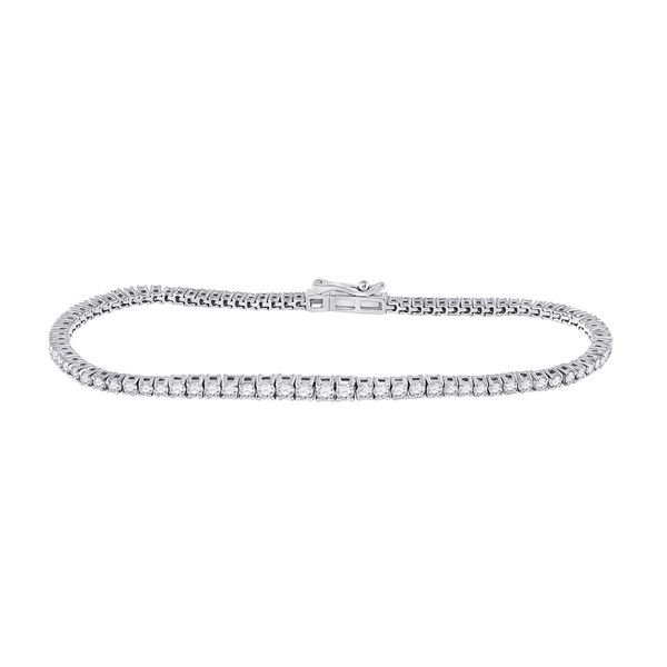 Round Diamond Studded Tennis Bracelet 2 Cttw 14KT White Gold