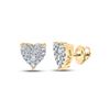 Image 1 : Round Diamond Heart Earrings 1/4 Cttw 10KT Yellow Gold