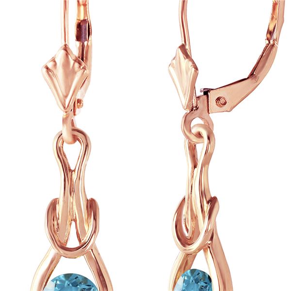 Genuine 1.30 ctw Blue Topaz Earrings 14KT Rose Gold - REF-49K3V