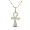 Image 1 : Round Diamond Ankh Cross Charm Pendant 1/3 Cttw 10KT Yellow Gold