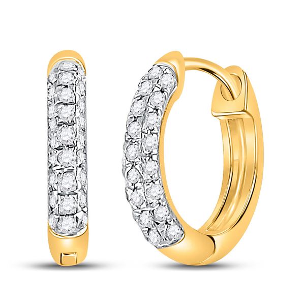 Round Diamond Hoop Earrings 1/6 Cttw 10KT Yellow Gold