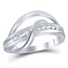 Image 1 : Round Diamond Crossover Strand Band Ring 1/10 Cttw 10KT White Gold