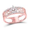 Image 1 : Marquise Diamond Cluster Curl Scroll Band Ring 1/2 Cttw 14KT Rose Gold