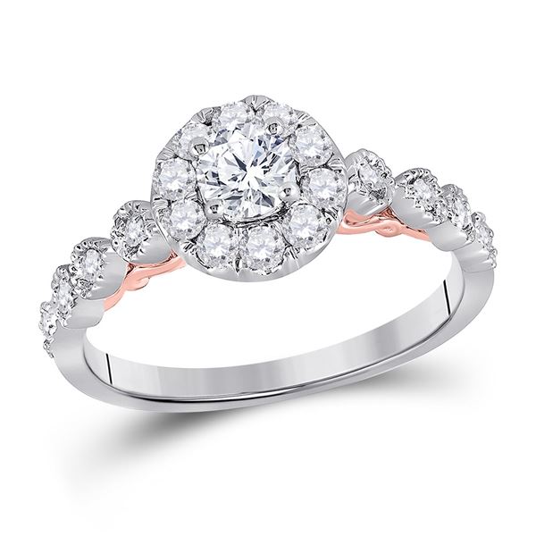Diamond Solitaire Bridal Wedding Engagement Ring 3/4 Cttw 14KT Two-tone Gold