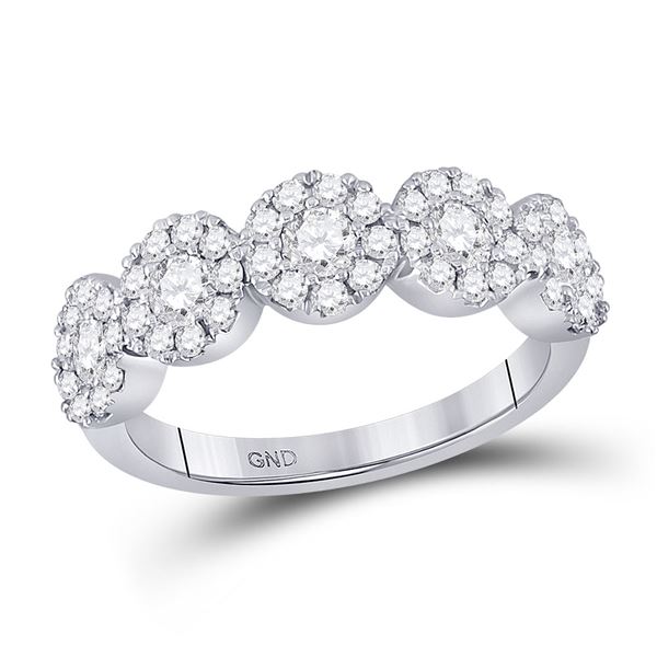 Round Diamond Circle 5-stone Ring 1 Cttw 14KT White Gold