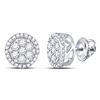 Image 1 : Round Diamond Flower Cluster Earrings 1/2 Cttw 10KT White Gold