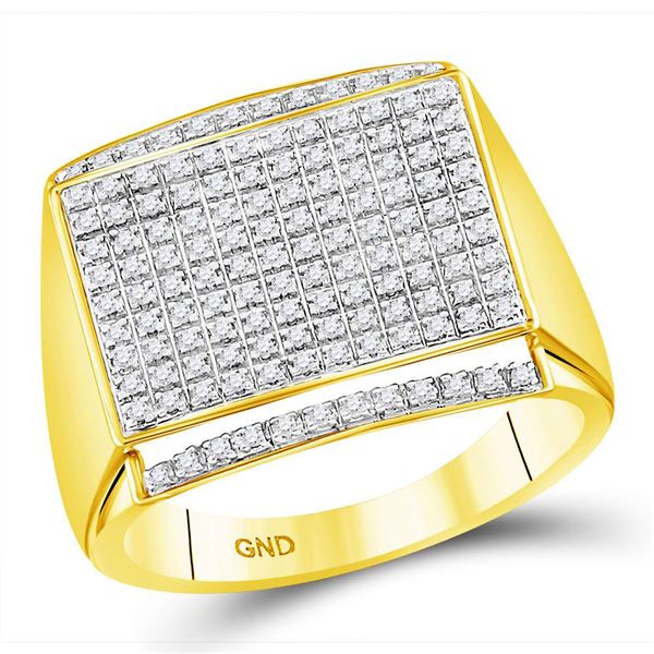 Round Diamond Rectangle Cluster Ring 3/8 Cttw 10KT Yellow Gold