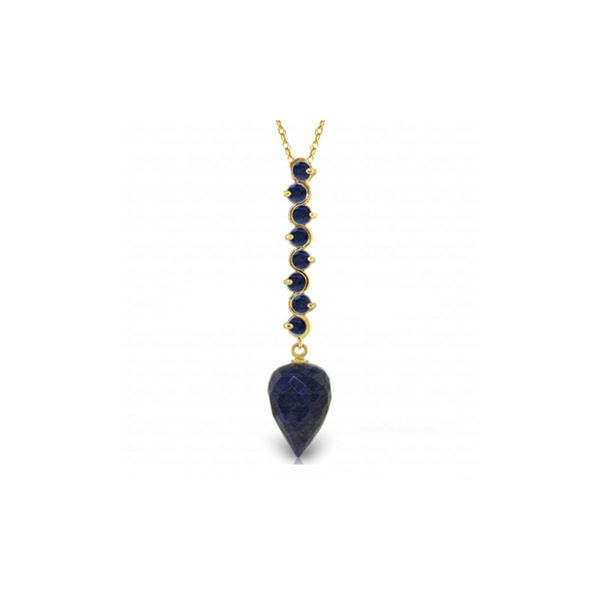 Genuine 14.55 ctw Sapphire Necklace 14KT Yellow Gold - REF-52R9P