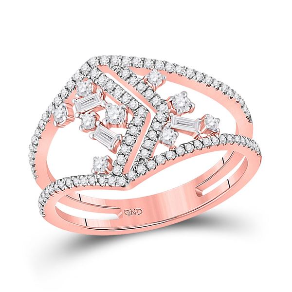 Baguette Diamond Scattered Negative Space Band Ring 3/8 Cttw 14KT Rose Gold