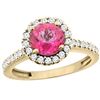 Image 1 : 1.38 CTW Pink Topaz & Diamond Ring 14K Yellow Gold - REF-60X8M