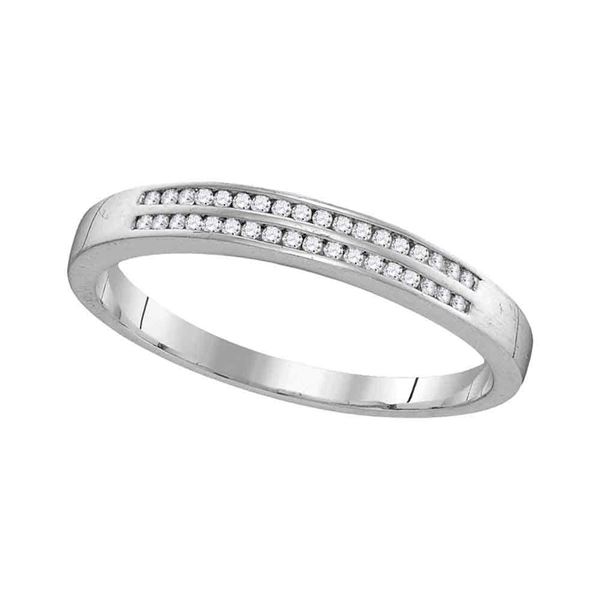 Round Diamond Slender Double Row Band Ring 1/5 Cttw 10KT White Gold