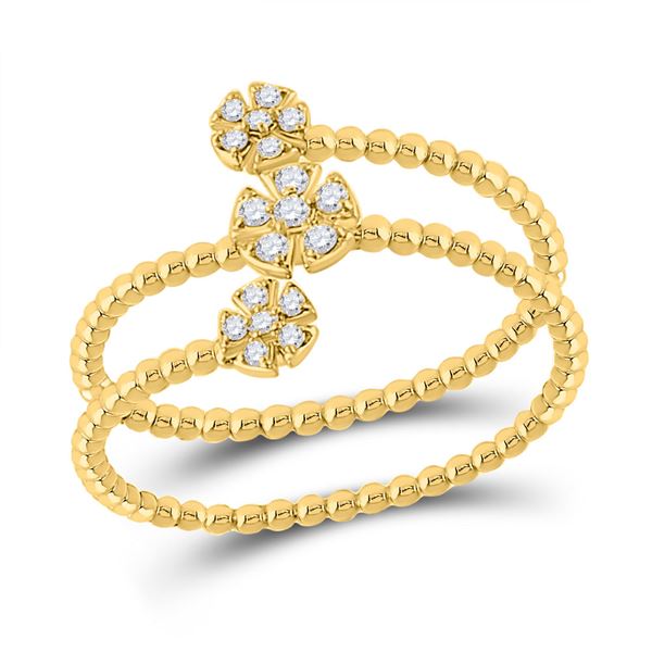 Round Diamond Fashion Flower Cluster Ring 1/8 Cttw 10KT Yellow Gold