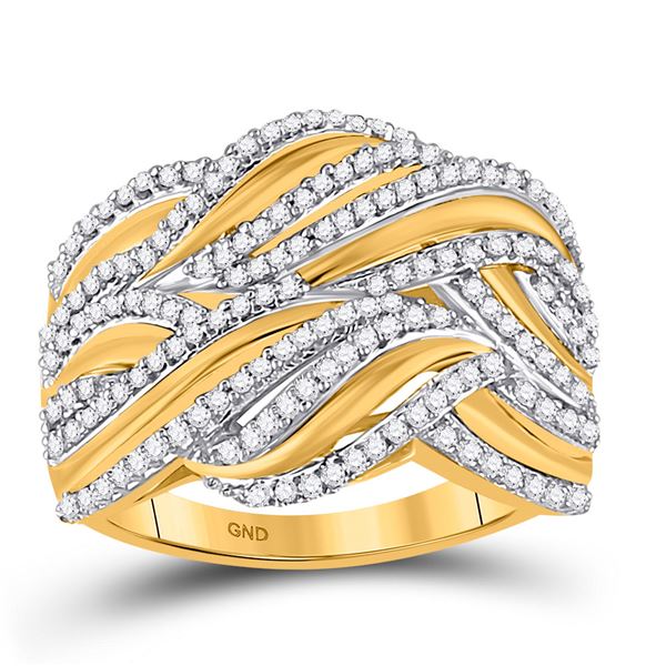 Round Diamond Woven Strand Band Ring 1/2 Cttw 10KT Yellow Gold