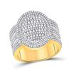 Image 1 : Baguette Diamond Oval Statement Cluster Ring 1-5/8 Cttw 10KT Yellow Gold