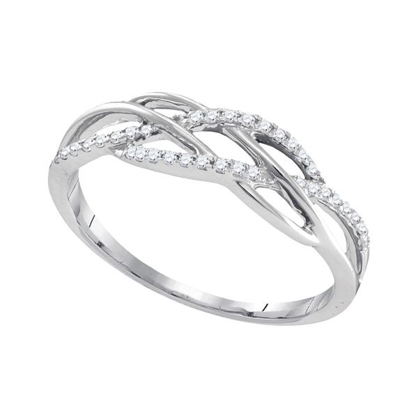 Round Diamond Band Ring 1/8 Cttw 10KT White Gold