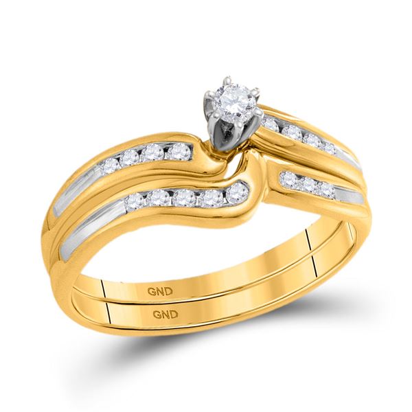 Diamond Bridal Wedding Ring Band Set 1/4 Cttw 10KT Yellow Gold