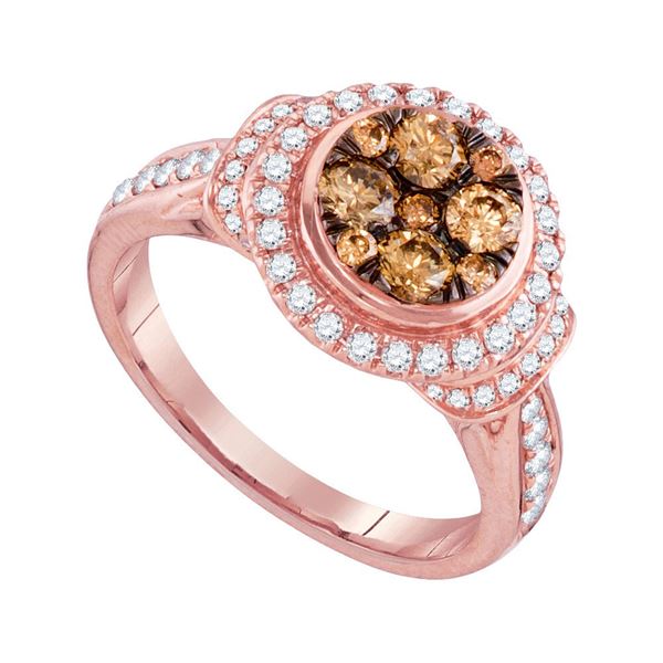 Round Brown Diamond Cluster Ring 1 Cttw 14KT Rose Gold