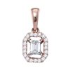 Image 1 : Emerald Diamond Solitaire Pendant 1/4 Cttw 14KT Rose Gold