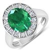 Image 1 : Natural 3.56 CTW Zambian Emerald & Diamond Ring 14K White Gold - REF-145F3N