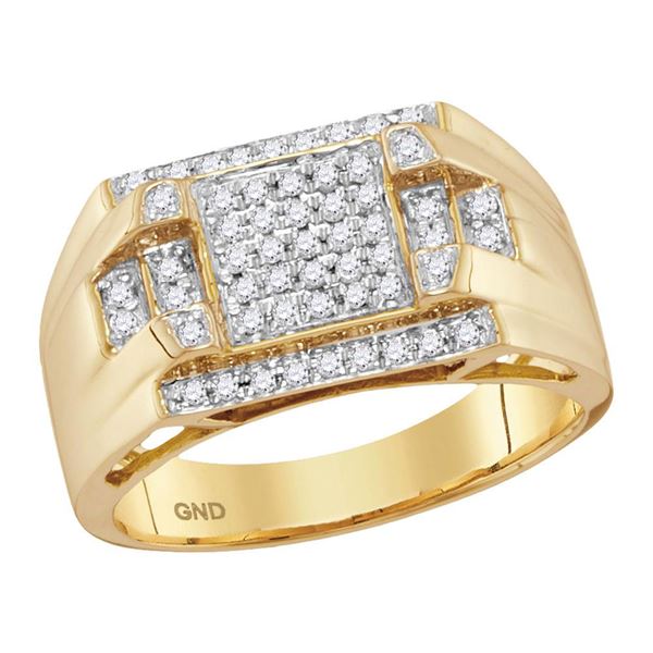 Round Diamond Square Cluster Ring 1/3 Cttw 10KT Yellow Gold