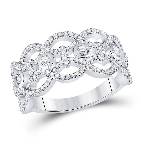 Round Diamond Woven Fashion Ring 5/8 Cttw 14KT White Gold