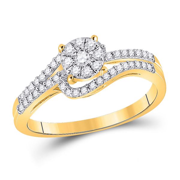 Diamond Cluster Bridal Wedding Engagement Ring 1/3 Cttw 10KT Yellow Gold