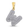 Image 1 : Round Diamond Letter W Bubble Initial Charm Pendant 1/2 Cttw 10KT Yellow Gold