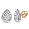 Image 1 : Round Diamond Pear-shape Cluster Earrings 1 Cttw 14KT Yellow Gold