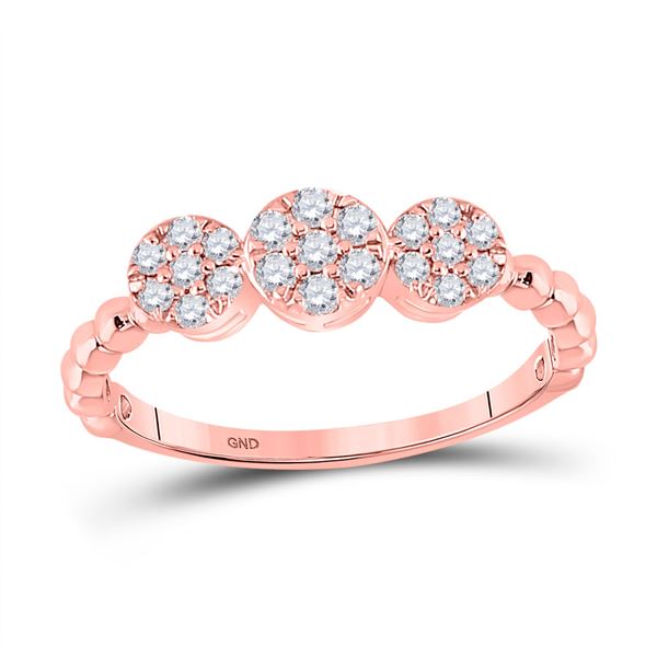 Round Diamond Triple Flower Cluster Ring 1/3 Cttw 10KT Rose Gold