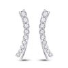 Image 2 : Round Diamond Graduated Climber Earrings 1/2 Cttw 10KT White Gold