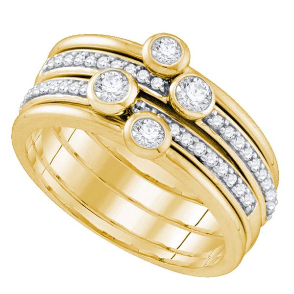 Round Diamond Stackable Band Ring 1/2 Cttw 10KT Yellow Gold