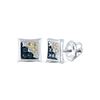 Image 1 : Round Blue Yellow Color Enhanced Diamond Square Kite Earrings 1/20 Cttw 10KT White Gold