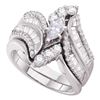 Image 1 : Bridal Wedding Ring Band Set 1-1/2 Cttw 14KT White Gold