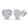 Image 1 : Round Diamond Beaded Heart Earrings 1/4 Cttw 10KT White Gold
